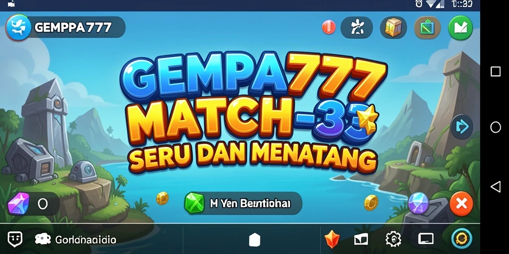 Screenshot gameplay GEMPA777 menampilkan aksi Match-3 yang seru.