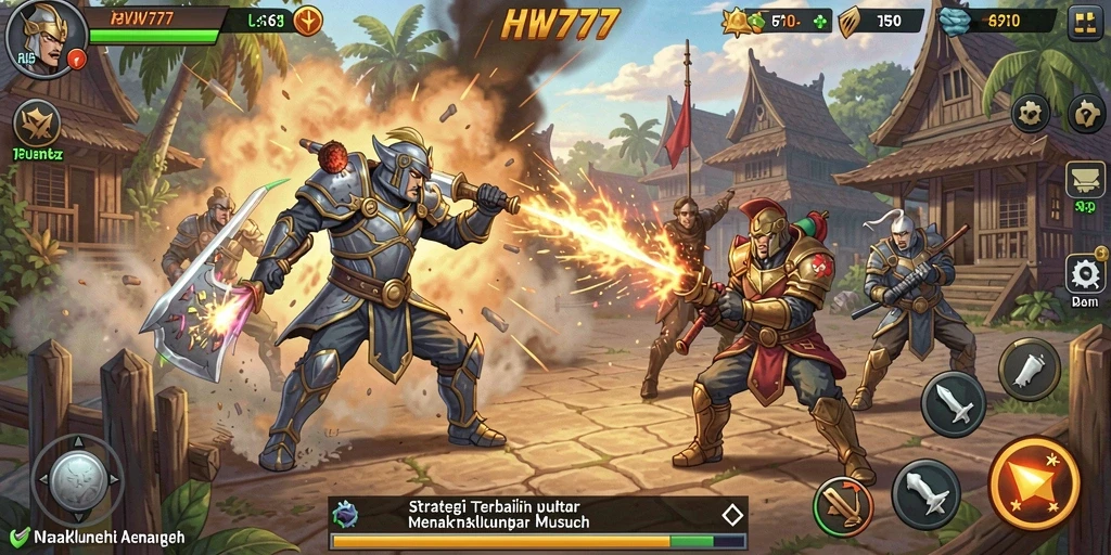 Tangkapan layar utama HW777 menampilkan aksi strategis yang mendebarkan.