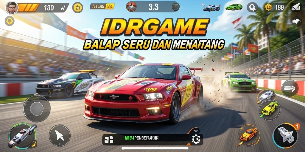 Screenshot IDRGAME menampilkan aksi balapan yang mendebarkan.