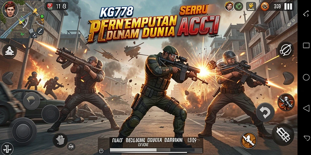 Screenshot gameplay KG778 menampilkan aksi pertempuran yang mendebarkan.