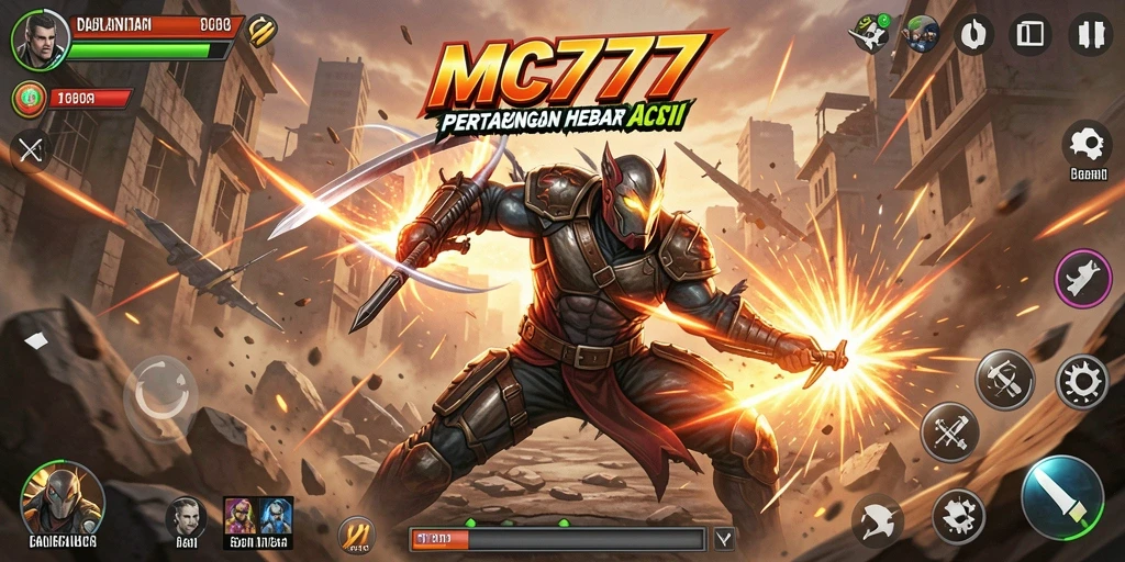 Tampilan seru gameplay MC777 dengan pertarungan aksi yang dinamis.
