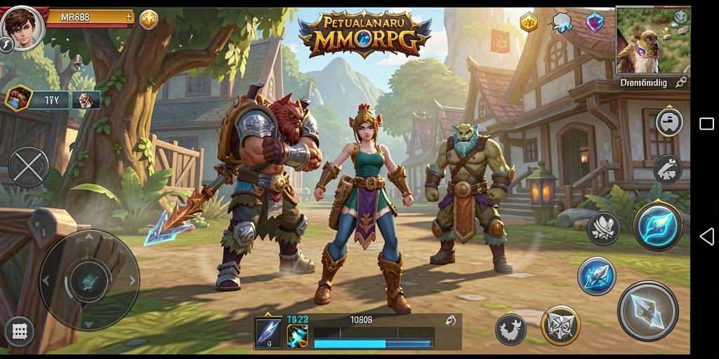 Tangkapan layar utama MR888 menampilkan aksi mendebarkan di dunia MMORPG.