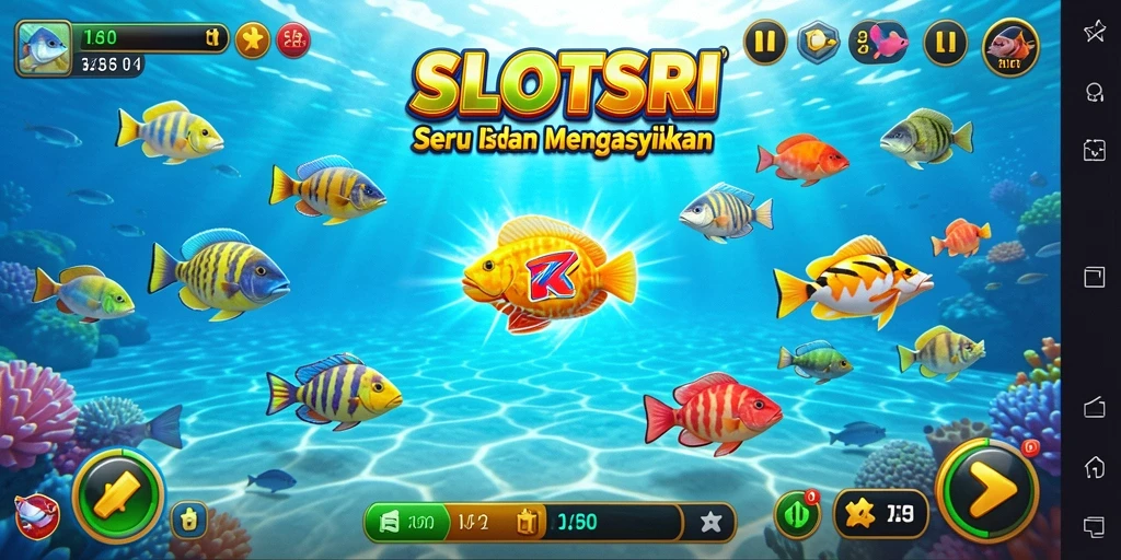 Screenshot gameplay SLOTSRI menampilkan aksi seru dalam permainan Tembak Ikan.
