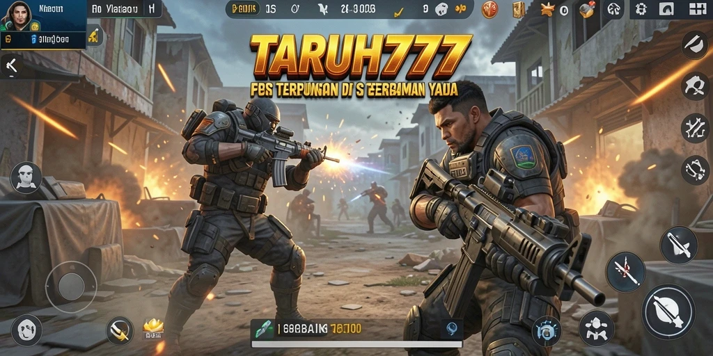 Screenshot TARUH777 menampilkan aksi seru dalam pertempuran FPS.