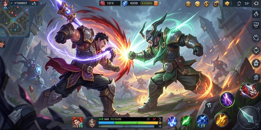 Gameplay seru V21 dengan pertarungan antar tim yang intens.