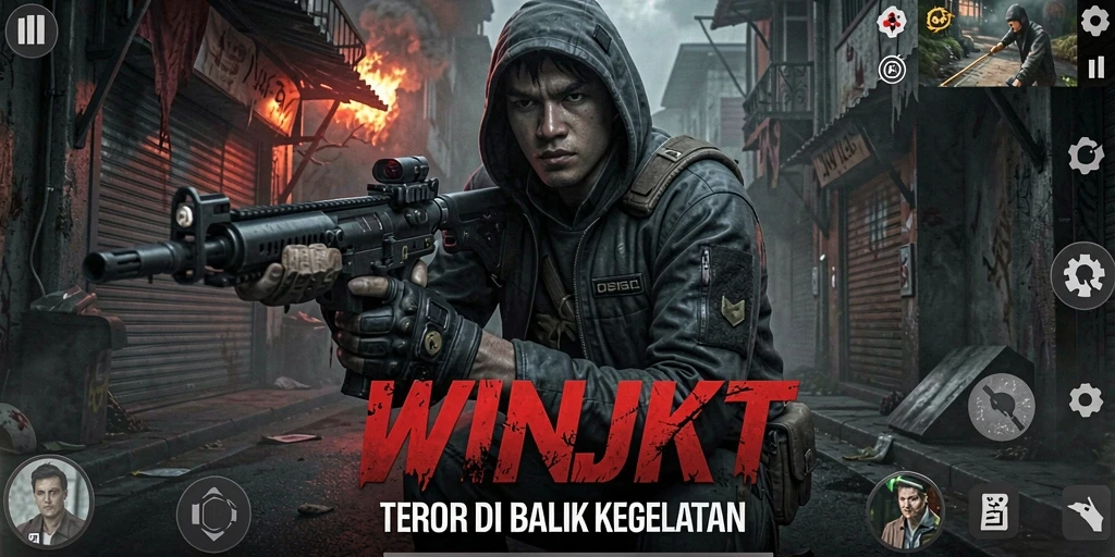 Tangkapan layar gameplay WINJKT yang menegangkan di lokasi angker.